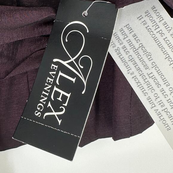 Alex Evenings Tie Waist Shawl Collar Taffeta Belted Top Shirt Womens Sz S Plum - Picture 7 of 9